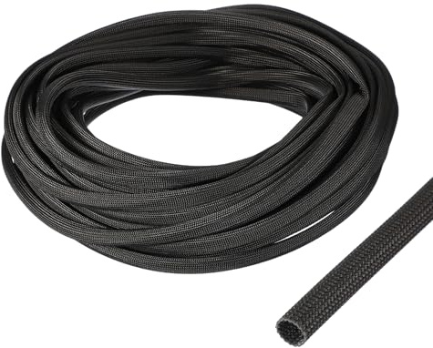 sourcing map Insulation Cable Protector,5mm/0.20 Inch-15m/49 Feet High TEMP Fiberglass Sleeve Black