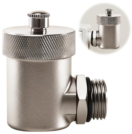 Silkwish Automatischer Schnellentlüfter 1/2 Zoll AG | Eck Entlüftungsventil Entlüfter für Heizkörper & Heizungsanlagen | Hochwertig aus Messing, Silber | Bis 1.2 MPa & 95°C