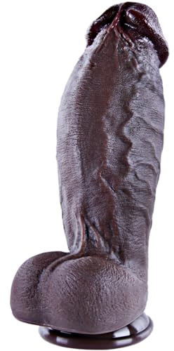 Dildo géant noir réaliste de 25 cm, diamètre 6,7 cm, en silicone double densité, avec ventouse, sensation réaliste, tige large et courbée pour stimuler la prostate,idéal pour utilisateurs expérimentés