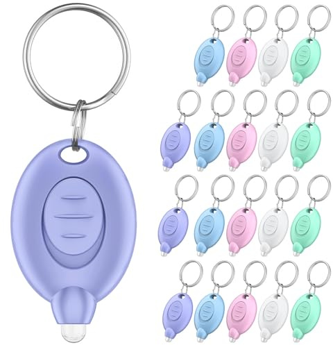 Pawfly 20-pack LED-nyckelringsficklampa mini LED-nyckelring 12 lumen bärbar ultraljus batteridriven nyckelringficklampa nödbelysning, 5 färger
