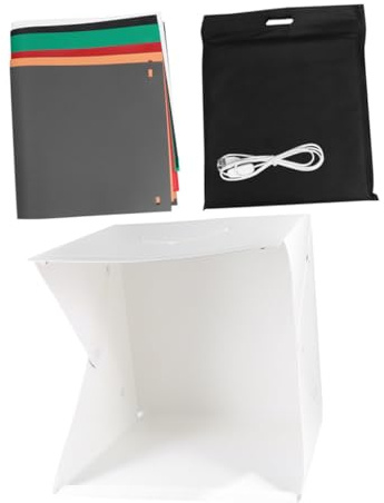 Vaguelly Mini Tente Photo Pliable 40 Cm LED Dimmable, 6 Fonds Photographiques Colorés, Boîte à Lumière Portable pour Bijoux, Accessoires et Petits Objets – Éclairage Studio Photo
