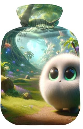 Bolsa de agua caliente con pies de cubierta suave y calentador de cama, bonita bolsa de agua caliente redonda para compresas frías y calientes