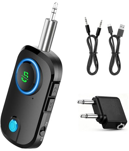 Ricevitore Bluetooth 5.3,2 in 1 Trasmettitore Ricevitore Bluetooth Mini Aux Bluetooth Auto per Stereo/Cuffie Cablate/Altoparlante Jack 3.5 mm Adattatore Amplificatori AUX/RCA Plug & Play