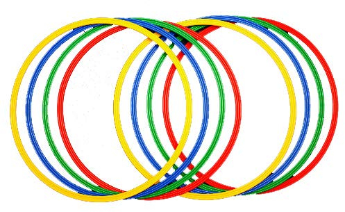 Boje Sport - Agility Hundesport – 8er Set Multifunktions - Ringe/Reifen Ø ca. 60 cm in 4 Farben, Unisex, je 2X Rot, Gelb, Blau, Grün – Koordinations- und Ausdauertraining