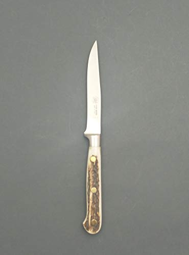DUE BUOI Coltello Bistecca FORGIATO Lama Liscia - Manico Cervo
