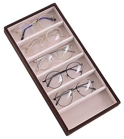 Brillenbox Brillenaufbewahrung Brillenpräsentation Moderne 6 Slots Sonnenbrille Organizer Box Brillen Aufbewahrungsfach Lesebrille Anzeige Vitrine Brillen Ausstellung Halter Haushalt Dekoration Aufbew