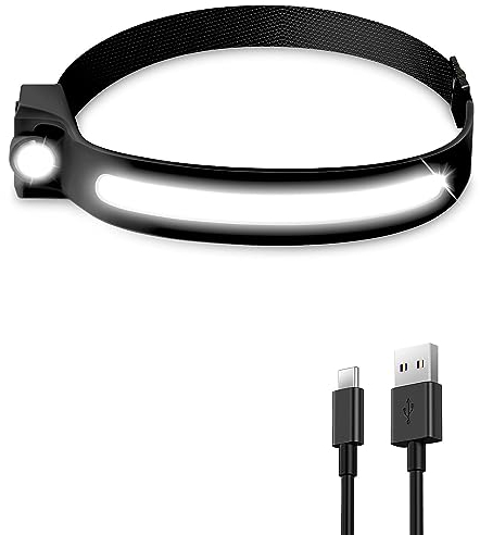 Pristar Stirnlampe LED Wiederaufladbar, Kopflampe Stirnlampes Aufladbar USB C Wasserdicht Lampe Stirnband 5 Modi Gobeam 230° Wide Angle Headlamp Kopf Licht Joggen, Laufen, Camping, Angeln