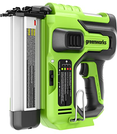 Greenworks GD24BN Akku Nagelpistole, 110 Nägel Kapazität, 110 Stück/min für 20-50 mm 18GA Nägel, Akku Nagler OHNE 24V Akku & Ladegerät, 3 Jahre Garantie