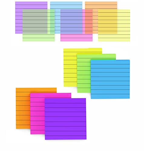 Note Adesive Trasparenti, 300 Fogli Trasparenti Memo Sticky Note, Riutilizzabili, Impermeabili, Carta Adesiva Forniture per Ufficio per Studenti, 75 x 75 cm(6 Colori, 6 Confezioni)