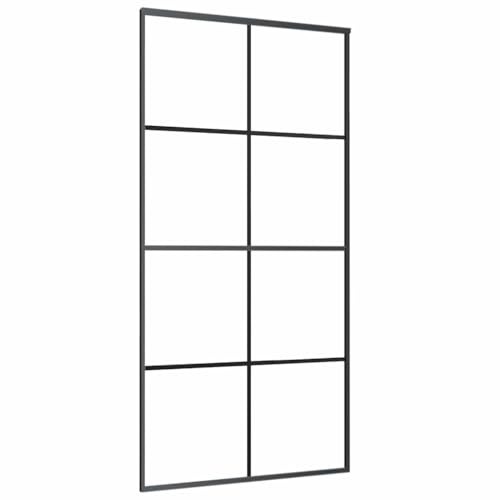 vidaXL Puerta Corredera Interior Casa para Familia Transición Espacio Habitación Salón Dormitorio Comedor Vidrio ESG y Aluminio Negro