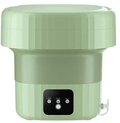 JTWEB Mini lavatrice portatile da 6 l, pieghevole, resistente, 12 V, con cestello di scarico, calzini intimi, temporizzazione a 3 velocità, vestiti elettrici per viaggi, casa, dormitorio (verde)