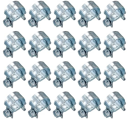 20 Pcs Mini Hose Pipe Clamps, Fuel Injection Hose Clamps, Adjustable Petrol Pipe Tube Hose Clips Clamps for Automobiles Water Pipe Plumbing Mechanical Application - 13-15mm