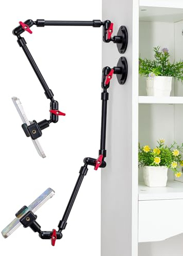 Handyhalterung zur Wandmontage, magischer Arm, 360° drehbar, verstellbare Metallbasis, Schraube in der Wand, stabil für Küche, Schlafzimmer, Zuhause, 55,9 cm Metall-Telefonclip