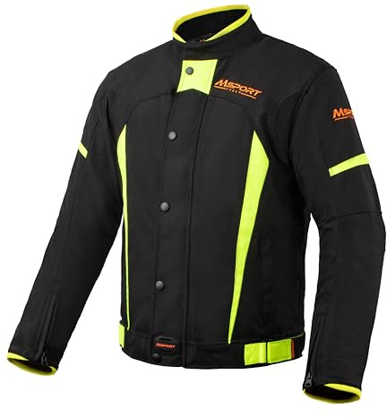 Msport Veste de Moto 4 saisons Imperméable pour Homme – Veste Respirant, avec Doublure Thermique Amovible et Protections - Veste 5XL