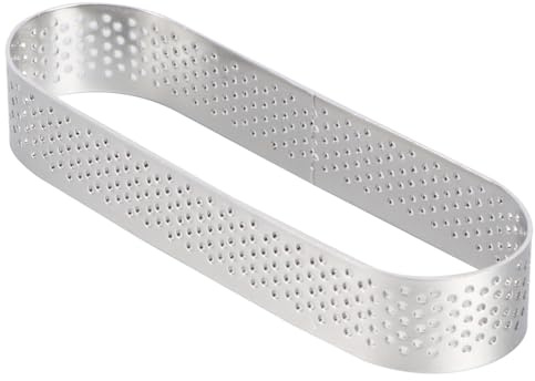 ABOOFAN Moule À Tarte Ovale En Acier Inoxydable Emporte-Pièce Ovale Perforé Pour Tarte Aux Fruits Mini Quiche Et Pâtisserie Anneau De Cuisson 1 Pièce 1.38 X 4.69 X 0.79 in