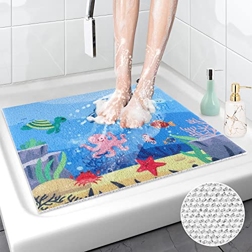 ZOKBOM Quadratische Duschmatte, rutschfest, 60 x 60 cm, Anti-Schimmel, Luffa-Duschmatten für Innendusche, weiche, bequeme Luffa-Badewannenmatte mit Ablauf, schnelltrocknend und schneidbar