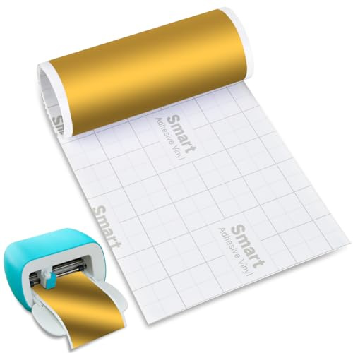 Smart Vinyl Permanent für Cri cut Joy, 14cmX200cm Selbstklebende Vinylrolle | Smart Adhesive Vinyl Permanent, Geeignet zum Dekorieren von Tassen, Kunsthandwerk, Fenster, Wasserflaschen(Gold)