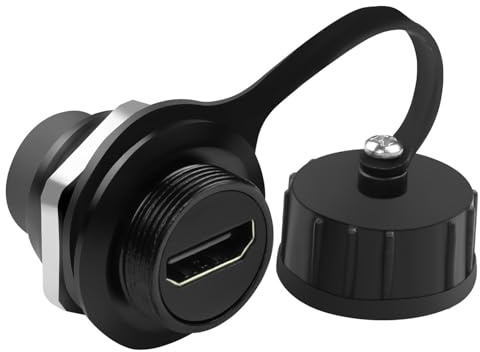 QIANRENON HDMI Impermeable HD Pantalla Conector 4K HDMI 2.0 Hembra a Hembra Panel Montaje Estanco Adaptador HDMI Feedthrough Bulkhead Exterior Resistente al Agua Enchufe,para TV Proyector Multimedia