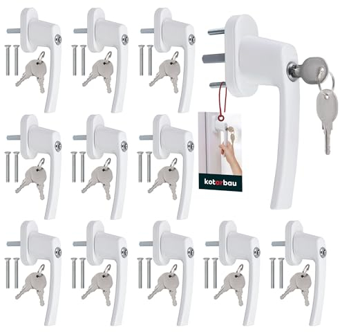 KOTARBAU® Set di 12 maniglie per finestra con serratura, in alluminio verniciato a polvere, con serratura, 35 mm, per finestre