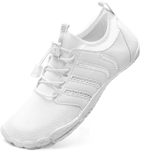 Mabove Wasserschuhe Damen Herren Badeschuhe Strandschuhe Barfussschuhe Barfuß Schuhe Schwimmschuhe Aquaschuhe Surfschuhe für Wassersport(Weiß Mesh,41EU)