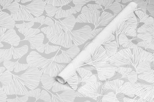 d-c-fix Fensterfolie PVC-frei Ginkgo 67,5 cm x 1,5 m statisch haftend | Sichtschutzfolie mit modernem Muster für Glasflächen – selbsthaftend, blickdicht, dekorativ