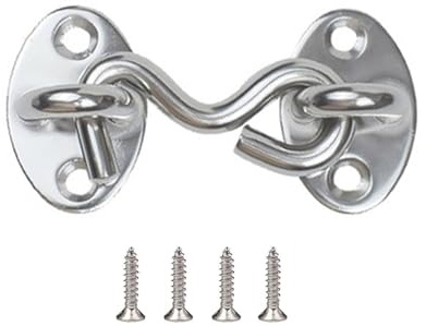 Yesmin 1Pcs Hook and Eye Latch - Stainless Steel Cabin Hook Door Lock for Wooden Gates, Windows, Garage, Fence, and Warehouse