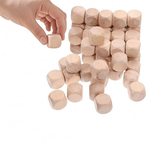 MOAZIFI 50 Stück Holzwürfel Blanko Würfel - DIY Leere Holz Würfel 20 mm, Ideal für Bastelprojekte, Handwerk & Dekoration - Unbemalte Blanko Würfels Holzklötze