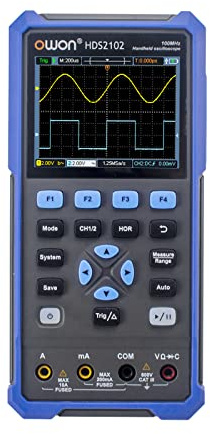 HDS2102 Multimetro per oscilloscopio digitale portatile 100 500MSa/s Oscilloscopio a doppio canale True RMS 20000 conteggi Multi Tester LCD a colori da 3,5 pollici Interfaccia di tipo C