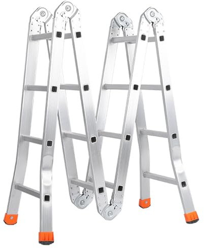 星姿 4-Way Folding Ladder,150KG Load-Bearing Aluminum Joint Ladder,Warehouse Scaffolding With 10cm Thick Large Joints,With Working Platform,Portable for Indoor and Outdoor,Rooftop,Picking