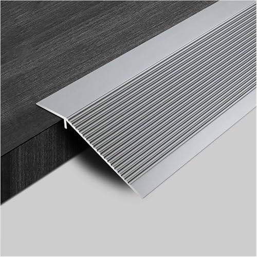 Graue Sockelleiste für unebene Böden, Übergangsstreifen, ideal für Fliesen, Vinyl und Laminat, Höhenbereich 0,8 cm, 4 cm, 130 cm/51 lang