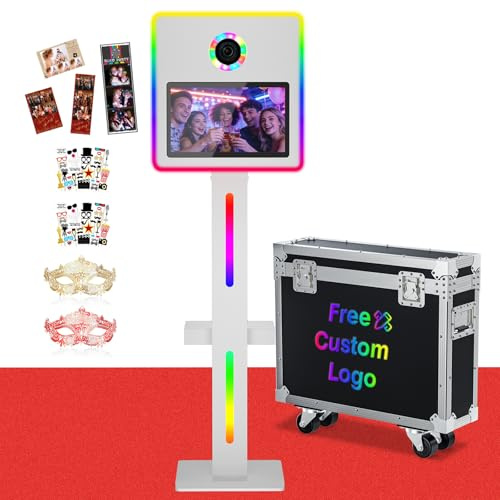 Tragbare Kamera Spiegel Photo Booth 15.6in Touch Screen Selfie DSLR Photo Booth mit APP Control Ring Light Flight Case, DSLR Photo Booth Maschine für Party Events Rental Business (15.6+Flight case)