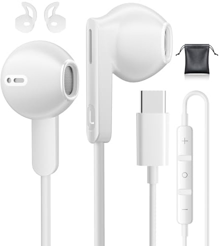 USB C Kopfhörer HiFi Kopfhörer mit Kabel USB C für Samsung S26 S25 Ultra | Kopfhörer USB C Anschluss USBC Kopfhörer für iPhone 17 16 15 Samsung Galaxy S24 S25 FE A56 A57 Google Pixel 9 10 Pro iPad 10