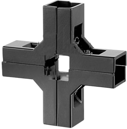 Amagogo Conector de abrazadera para tubo cuadrado de 1 x 1, pernos incluidos para barandilla de barandilla de valla, ajuste resistente, aleación de aluminio, Forma de Cruz Negra