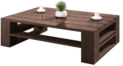 Lermowood Palettenmöbel Mp Couchtisch 100 x 60 x 30 cm Palisander | Europaletten Indoor und Outdoor Lounge Gartenmöbel Holz Gartenmöbel Set Lounge Möbel Terrasse Balkon Loft Stil Paletten