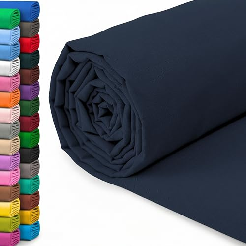 A-Express 100 % bomullstyg - 60 tum 150 cm brett - vanligt bomullstyg per meter - perfekt för quiltning, sömnad, klädtillverkning, gardinfoder, tygkassar, sängkläder, örngott - marinblå 2 meter