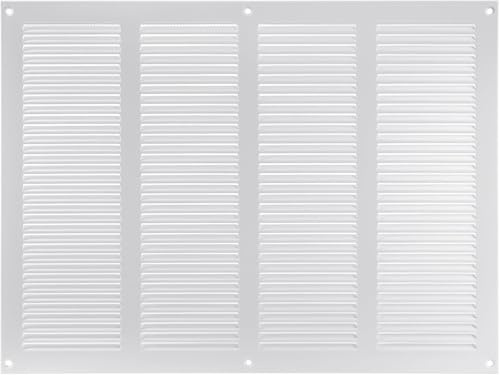 Vent Systems Grille d'aération en métal blanc de 40,6 x 30,5 cm – Grille de conduit à persiennes avec écran en maille intégré – Registre de ventilation CVC robuste pour mur ou plafond pour