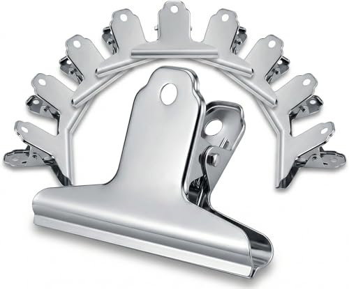10 Stück Klammern Metall, 102mm große Klammern für Tüten Verschlussklammern aus rostfreiem Edelstahl Verschlussclips für Beutel für Zuhause Büro Schulbedarf