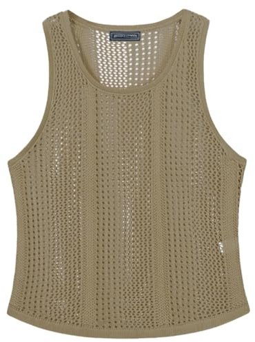 Camiseta Malla Rejilla para Hombre, Sin Mangas, con Aberturas(Gray,2XL)