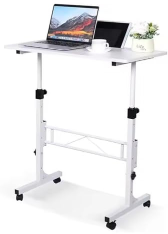 Cachpib Höhenverstellbarer Schreibtisch mit Rollen, Computertisch Stehpult für Walking Pad Laufband, PC Tisch Klein für Home Office, 80 x 40cm