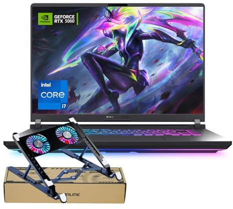 ASUS ROG Strix G16 RTX 5060 Gaming Laptop, 16 FHD+ 165Hz, Intel i7-14650HX(Beats Intel i9-13900), NVIDIA RTX 5060, 32GB RAM, 1TB SSD, RGB Lightbar, ROG Cooling, Bundle con PCO Laptop Cooler