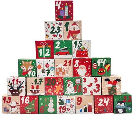 Calendrier 'Avent Vide - Boîte Comptage à Rebours avec Bonbons 24 Jours | Organisateur de Conteneur Festif pour Activités Party Réunions