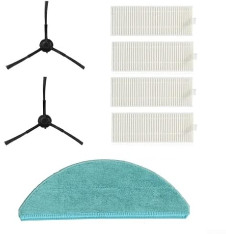 Juego de accesorios de aspiradora robot de repuesto con filtros, paño de fregona y cepillos laterales para Cecotec para CONGA 8090 para piezas de limpieza compatibles con ULTRA