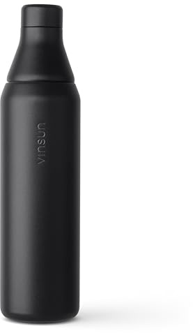 Vinsun Trinkflasche Edelstahl 750ml - auslaufsicher, Kohlensäure geeignet | Extra Drehverschluss für Eiswürfel - langhaltende Kühlung - doppelwandig isolierte Thermoflasche für Sport & Outdoor
