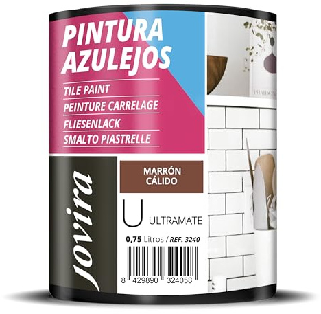 JOVIRA PINTURAS Pintura para Azulejos al Agua, Ultramate. Da una imagen nueva a tu cocina y baño. (750 Mililitros, Marrón Cálido) - T