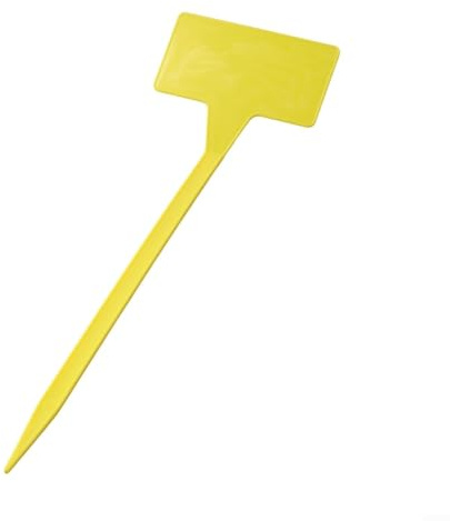 Set di 10 etichette per piante da giardino con design rivolto verso l'alto di 30 gradi, per la marcatura del vassoio della vivaio, con etichette in plastica opaca (giallo)