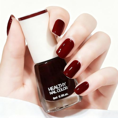 Burgundy Nail Polish, Quick Drying, Long Lasting High Glossy Dark Red Nail Varnish, No Cure Needed, Perfect for Women, Teens, DIY Nail Art Manicure at Home