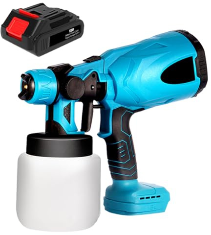 Pistola de pintura 800 W, pulverizador eléctrico con batería de 4,0 Ah, depósito de 800 ml, 3 modos de pulverización, boquilla de 2,5 mm incluida, para muebles, paredes, puertas, vallas, bricolaje