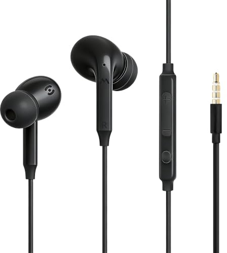 MAS CARNEY Écouteurs Filaire Jack 3.5mm, Écouteurs Intra-Auriculaires, Casque Audio Filaire avec Micro et régulateur pour iPhone, Sony Xperia, Motorola Moto, Android, Smartphone, PC, MP3