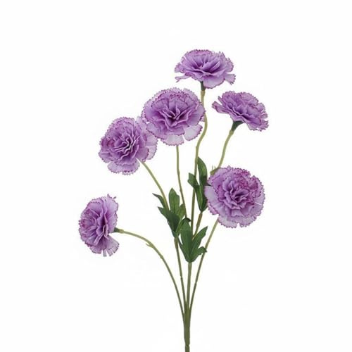 HuadaXtai Carnation Décoration Floral Faux Fleur Bouquet Spray Tige Souple Pétales Réalistes Tissu Soie pour Mariage Réception Table Maison Bureau Salon Fête , Violet , 5 Têtes