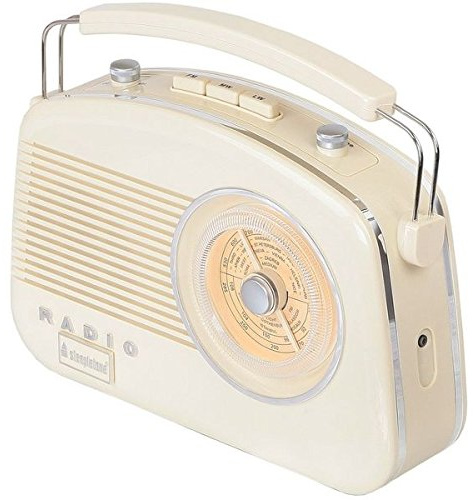 Steepletone Brighton 3B Retro Styled Radio - Cream / Beige (Chrome Detailing) LW - MW & FM 3-Band Model with Mobile Phone / Smart Phone link (via 3.5mm jack)